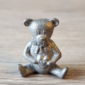 🖤 Pewter Bear Bowtie Heart Memories 2005 Miniature Small Shelf Trinket Gam…